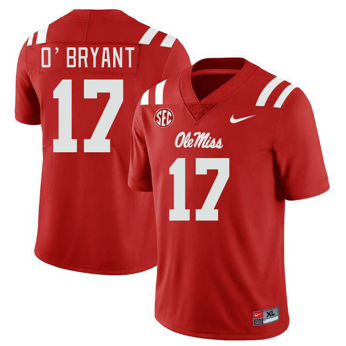 Men #17 Richard O'Bryant Ole Miss Rebels College Football Jerseyes Stitched Sale-Red - Click Image to Close